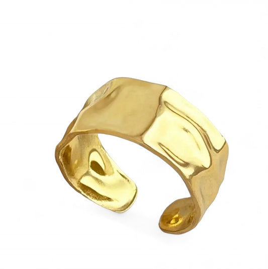 Anel Martelado Regulável Dourado Folheado
