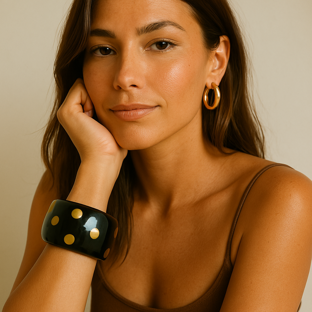 Pulseira Bracelete Resina  Indiano com Dourado