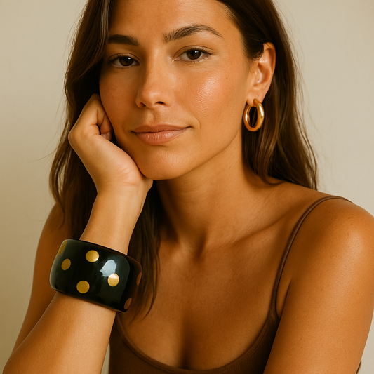 Pulseira Bracelete Resina  Indiano com Dourado