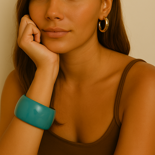 Pulseira bracelete Indiana Turquesa e Douada por Dentro