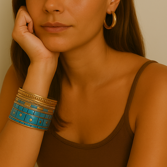 Pulseiras kit Indiana dourada com Turquesa