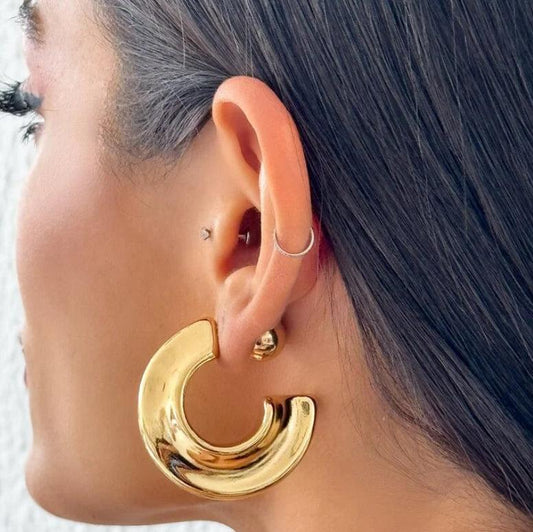 Brinco Argola Com Recorte Dourado