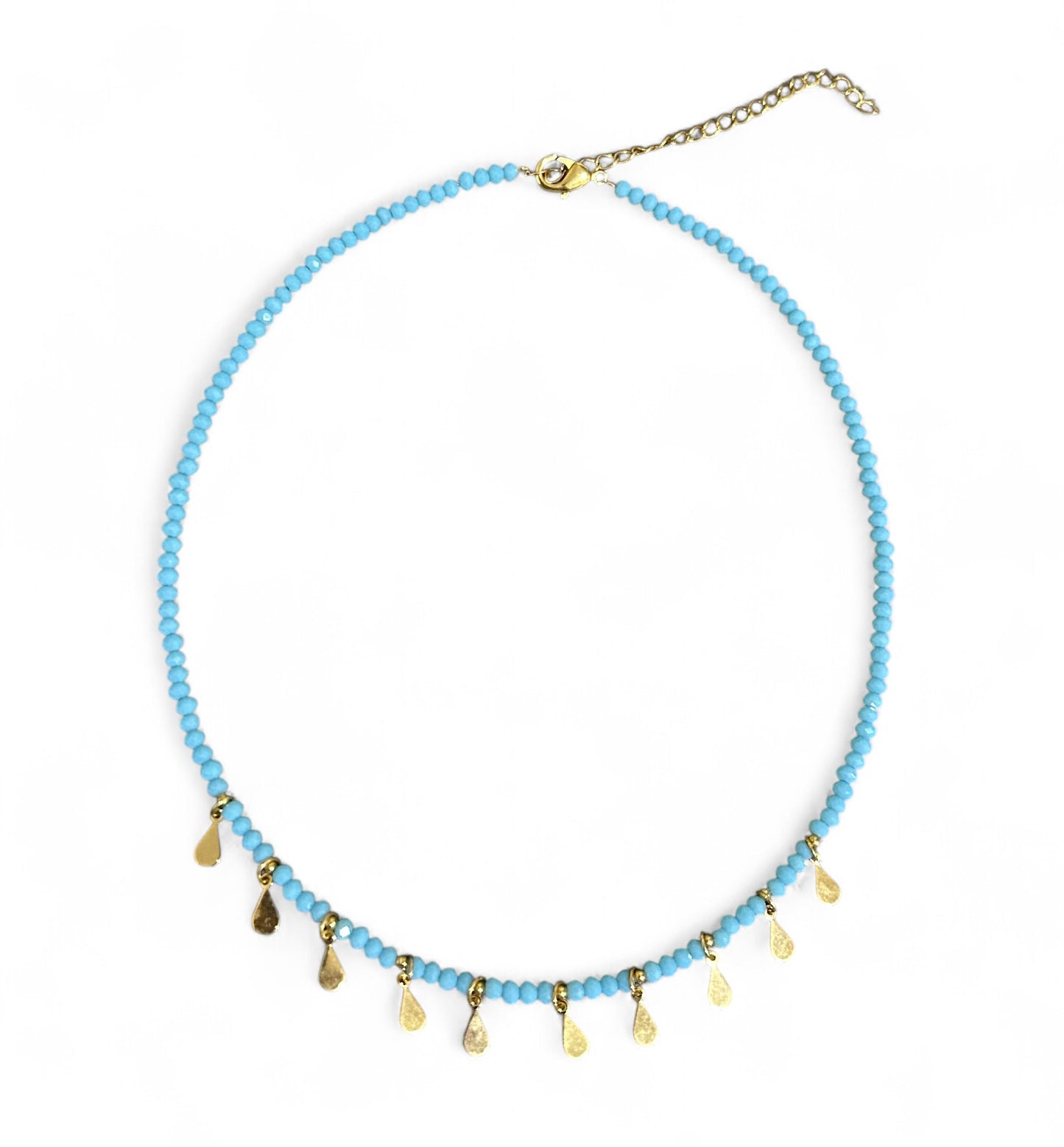 Colar Chocker Miçangas Com Gotas Dourado
